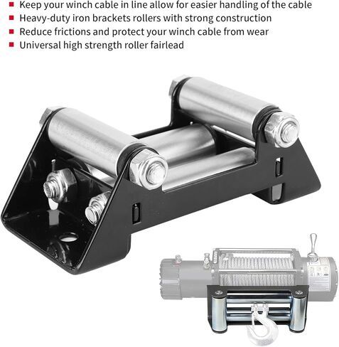 Yctze Winch Roller Fairlead, 160x70x60mm Side by Side Winch Cable Roller Fairlead Heavy Duty Towing Winch Fairleads Universal for 125mm/5in Hole Diatance in Kuwait