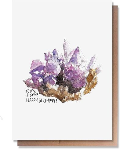 Wunderkid Amethyst Stone Birthday Card, You're a Gem Happy Birthday (Individual, Blank inside) in Saudi Arabia