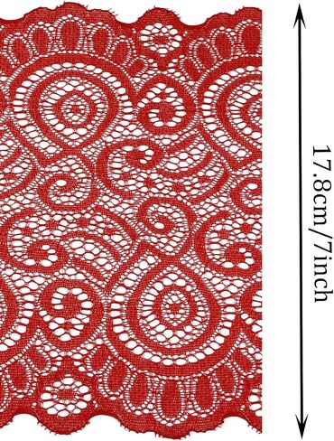 ONLYKXY 5 Yards Elastic Stretchy Lace Ribbon Vintage Solid Lace Trim Fabric for Bridal Wedding Decorations Sewing DIY Making Crafts Floral Pattern Sewing Lace (Black) in Saudi Arabia