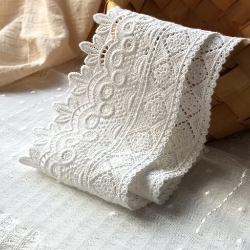 8CM Width Europe Rome Pattern Inelastic Embroidery Lace Trim,Curtain Tablecloth Slipcover Bridal DIY Clothing/Accessories.(4 Yards in one Package) (White) in Kuwait