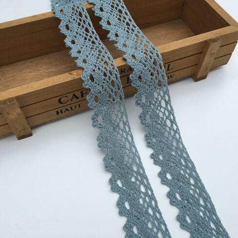 10 Yards Cotton Lace Trims Cotton Embroidery Lace Ribbon for Sewing Decorating & DIY Craft 1-1/4" Wide 4 Colors (Blue Gray) in Saudi Arabia