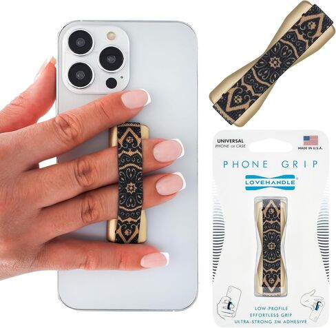 مقبض هاتف بتصميم ذهبي من LOVEHANDLE - حزام هاتف مرن بقاعدة ذهبية - لمعظم الهواتف الذكية والأجهزة اللوحية الصغيرة، lh-01-bohogold in Saudi Arabia