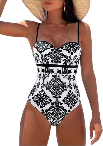 MakeMeChic Women's Floral Print One Piece Swimsuit Tummy Control Slimming Push Up Bathing Suit in Saudi Arabia