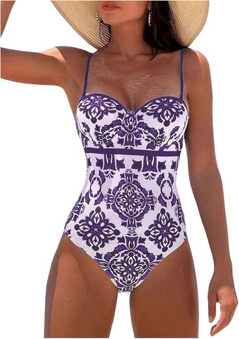 MakeMeChic Women's Floral Print One Piece Swimsuit Tummy Control Slimming Push Up Bathing Suit in Saudi Arabia