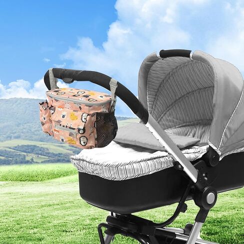 Universal Stroller Organizer with Cup Holder, Phone Bag, Hanging Hooks, Shoulder Strap, Unique Stroller Bag Caddy Organizer Accessories Fits for Uppababy, Baby Jogger, Britax Strollers (color 1) in Saudi Arabia