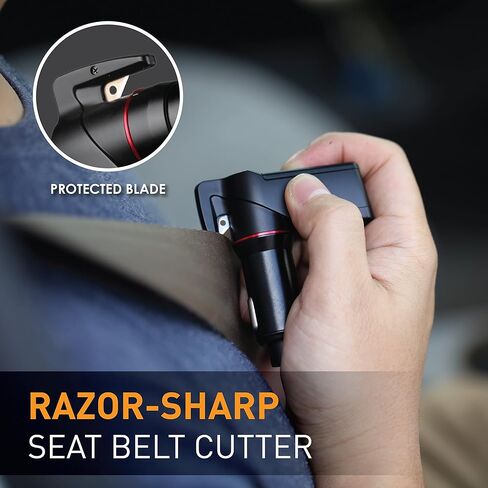 أداة Ztylus Stinger Plus USB Escape EDC للطوارئ: شاحن سيارة إنقاذ منقذ للحياة، ثقب قواطع النوافذ المحملة بنابض، قاطع حزام الأمان، منافذ USB مزدوجة 3.1 أمبير بحد أقصى (1x Black Stinger Plus) in Kuwait