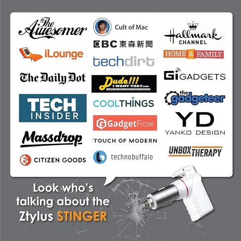 أداة Ztylus Stinger Plus USB Escape EDC للطوارئ: شاحن سيارة إنقاذ منقذ للحياة، ثقب قواطع النوافذ المحملة بنابض، قاطع حزام الأمان، منافذ USB مزدوجة 3.1 أمبير بحد أقصى (1x Black Stinger Plus) in Kuwait