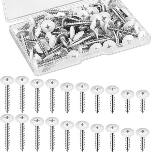 150 Pcs #8 White Screws Wood White Sheet Metal Screw Thread Truss Head Screws Fast Self Tapping Pan Small Cabinet Screws Wood Work for Wall Plates, 1/2", 3/4", 5/8", 1", 1-1/2" in Saudi Arabia