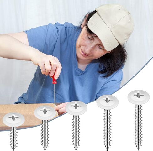 150 Pcs #8 White Screws Wood White Sheet Metal Screw Thread Truss Head Screws Fast Self Tapping Pan Small Cabinet Screws Wood Work for Wall Plates, 1/2", 3/4", 5/8", 1", 1-1/2" in Saudi Arabia