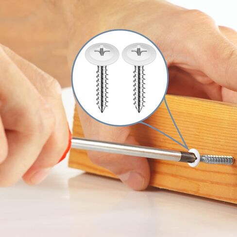 150 Pcs #8 White Screws Wood White Sheet Metal Screw Thread Truss Head Screws Fast Self Tapping Pan Small Cabinet Screws Wood Work for Wall Plates, 1/2", 3/4", 5/8", 1", 1-1/2" in Saudi Arabia