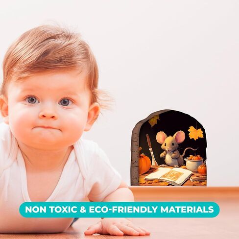 EGD ملصقات حائط لطيفة على شكل ثقب الفأر ثلاثية الأبعاد | ملصقات حائط مقاس 10.16 سم × 10.16 سم لديكور غرفة الأطفال | شارات حائط الحضانة | ملصقات فتحة الفأرة لديكور الحائط | ملصقات للأطفال (الفأرة القارئة) in Kuwait