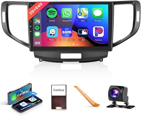 【2G+64G】 ستيريو سيارة Carplay مقاس 9 بوصات لسيارة Honda Spirior 2009-2013/Accord 2008-2012/Acura TSX 2008-2012 مع نظام تشغيل Android اللاسلكي، شاشة لمس HD IPS وراديو سيارة بلوتوث مع نظام تحديد المواقع واي فاي وكاميرا HiFi صوت مجانية in Saudi Arabia