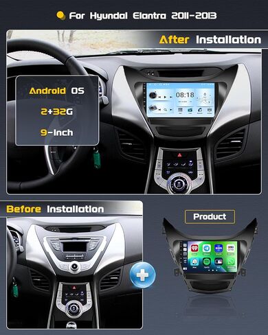 (1+32G) for 2011-2013 Hyundai Elantra Android 13 Radio, Roinvou 9 Inch Touch Screen Radio Dash Kit with Backup Camera, in-Dash GPS Navigation Support Mirror Link Bluetooth WiFi FM in Saudi Arabia
