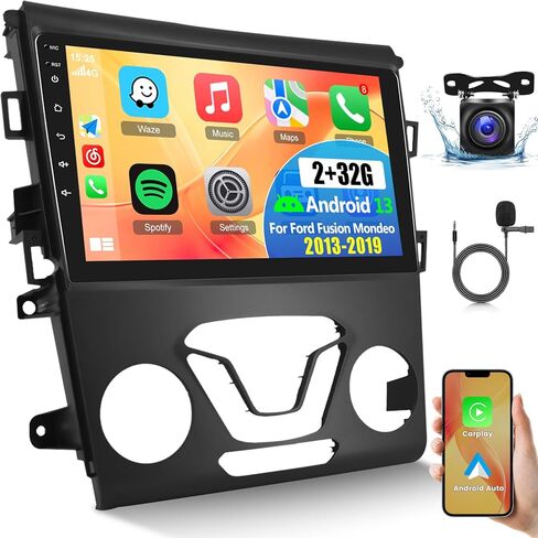 2GB+64GB for Ford Fusion Mondeo 2013-2019 Radio - Android 13 Ford Stereo - Wireless Carplay and Android Auto - 9 inch Touchscreen Headunit - GPS/WiFi/Mirror Link/EQ/SWC + AHD Backup Camera in Kuwait