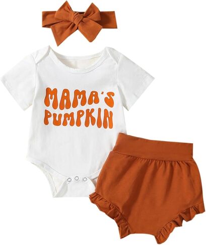 الوليد طفلة الزي إلكتروني طباعة قصيرة الأكمام رومبير قمم لطيف السراويل عقال 3 قطع ملابس قطنية الصيف in Kuwait