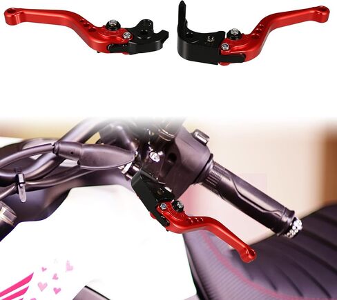 X AUTOHAUX زوج واحد من عتلات فرامل الدراجة النارية قابلة للتعديل قابلة للطي باستخدام الحاسب الآلي لهوندا CBR1000RR CBR 1000RR FIREBLADE SC57 2004-2007 لـ CB1000R 2008-2016 أحمر in Kuwait