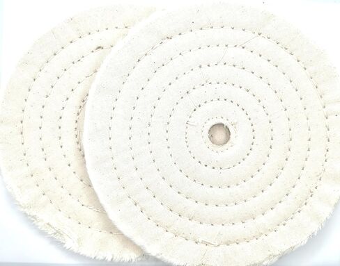2 Pack 8" x 5/8" Arbor x 40 Ply Buffing Polishing Wheel - White Fine Muslin Cotton | Designed for Bench Motor Grinder or Buffer with 3/4" Arbor | Pack of 2 in Kuwait