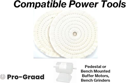 2 Pack 8" x 5/8" Arbor x 40 Ply Buffing Polishing Wheel - White Fine Muslin Cotton | Designed for Bench Motor Grinder or Buffer with 3/4" Arbor | Pack of 2 in Kuwait
