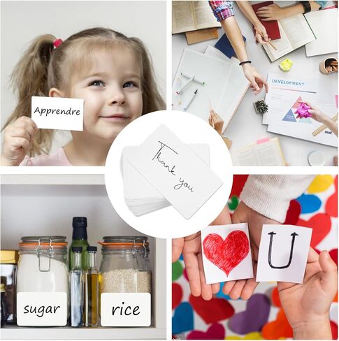 100 حزمة من بطاقات الفهرس 3 × 5 بوصات بيضاء فارغة سميكة ثقيلة الوزن بطاقة ثقيلة 90 رطلًا للبطاقات البريدية وورق الصور واللوحات المقطعية، مثالية للفصول الدراسية والمكتب والاستخدام المنزلي in Kuwait