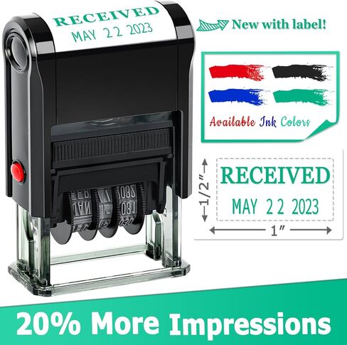 Received Stamp Self Inking Date Stamp Office Rubber Received Stamp with Date Office Stamps for Business 12-Year Band Green Ink … in Saudi Arabia