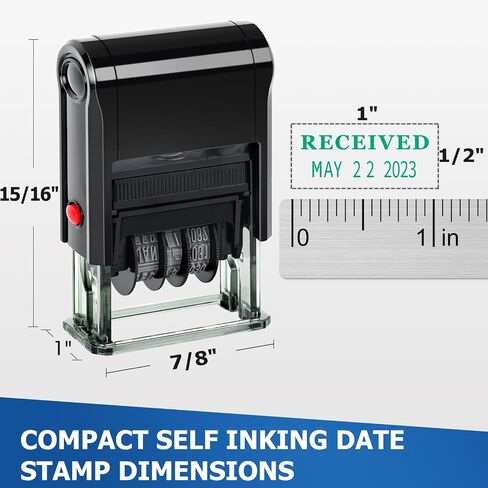 Received Stamp Self Inking Date Stamp Office Rubber Received Stamp with Date Office Stamps for Business 12-Year Band Green Ink … in Saudi Arabia