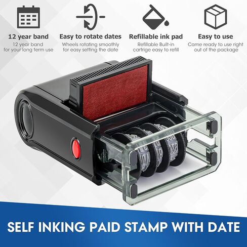Received Stamp Self Inking Date Stamp Office Rubber Received Stamp with Date Office Stamps for Business 12-Year Band Green Ink … in Saudi Arabia