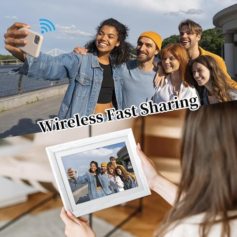 إطار صورة رقمي واي فاي 10.1 بوصة يشارك الصور/مقاطع الفيديو بسهولة، إطار صور ذكي مع شاشة لمس بدقة 1280x800 عالية الدقة، ومساحة تخزين 16 جيجابايت، ودعم USB/SD، وتدوير تلقائي، وقابل للتثبيت على الحائط in Kuwait