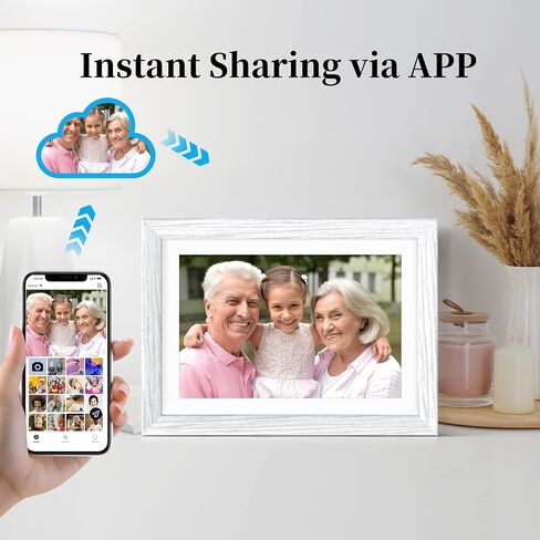 إطار صورة رقمي واي فاي 10.1 بوصة يشارك الصور/مقاطع الفيديو بسهولة، إطار صور ذكي مع شاشة لمس بدقة 1280x800 عالية الدقة، ومساحة تخزين 16 جيجابايت، ودعم USB/SD، وتدوير تلقائي، وقابل للتثبيت على الحائط in Kuwait