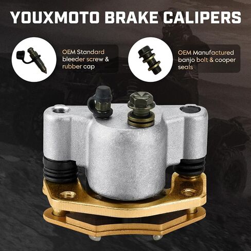 Youxmoto Rear Left/Right Brake Caliper with Pads, 2008-2010 Fit for Polaris Sportsman 300 400 HO/Outlaw 450 500 525; 2003-2007 for Polaris Predator 500; 2007-2011 for Hawkeye; For 1911539; 1911169 in Saudi Arabia
