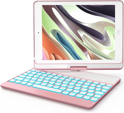 حافظة GreenLaw iPad 9.7 بوصة مع لوحة مفاتيح، iPad 6th 2018/ 5th 2017، دوران 360 درجة، 7 ألوان خلفية، بلوتوث لاسلكي، تنبيه/غفو تلقائي، لجهاز iPad 6th/5th، iPad Pro 9.7/Air 2/Air، ذهبي وردي in Kuwait