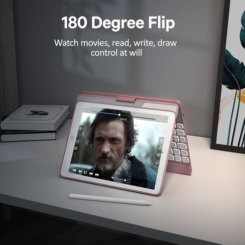 حافظة GreenLaw iPad 9.7 بوصة مع لوحة مفاتيح، iPad 6th 2018/ 5th 2017، دوران 360 درجة، 7 ألوان خلفية، بلوتوث لاسلكي، تنبيه/غفو تلقائي، لجهاز iPad 6th/5th، iPad Pro 9.7/Air 2/Air، ذهبي وردي in Kuwait