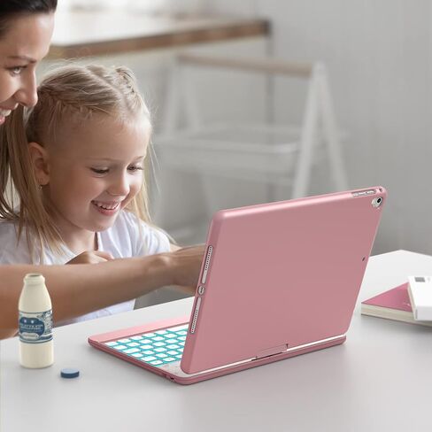 حافظة GreenLaw iPad 9.7 بوصة مع لوحة مفاتيح، iPad 6th 2018/ 5th 2017، دوران 360 درجة، 7 ألوان خلفية، بلوتوث لاسلكي، تنبيه/غفو تلقائي، لجهاز iPad 6th/5th، iPad Pro 9.7/Air 2/Air، ذهبي وردي in Kuwait