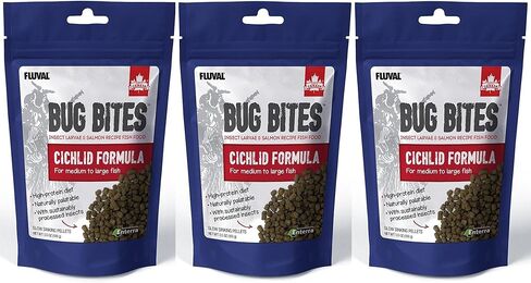 (3 Pack) Fluval A6581 Bug Bites Cichlid Pellets for Medium to Large Fish (3.53 oz. Per Pack) in Saudi Arabia