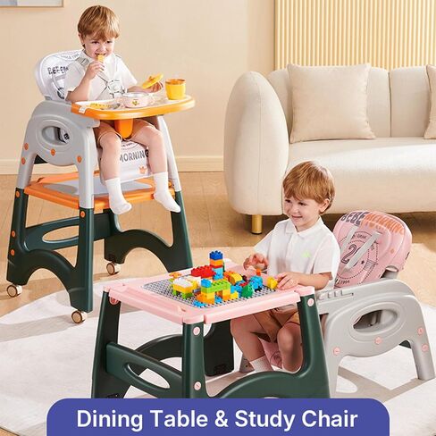 Tray and Kids High Chair for High Chairs for Babies and Toddlers, Dining Table Highchair with 3-Position Adjustable Feeding-Orange123 in Saudi Arabia