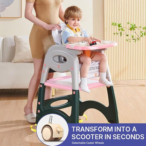 Tray and Kids High Chair for High Chairs for Babies and Toddlers, Dining Table Highchair with 3-Position Adjustable Feeding-Orange123 in Saudi Arabia