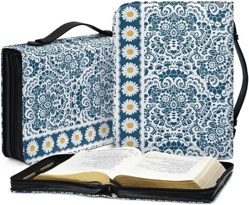 غطاء الكتاب المقدس بمقبض وسحاب، حقيبة حمل الكتاب المقدس القوية والمتينة مع حامل قلم للرجال والنساء، أكياس تخزين الكتاب المقدس الكلاسيكية للكنيسة، مستلزمات دراسة الكتاب المقدس in Kuwait