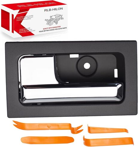 RLB-HILON Interior Door Handle Compatible with Ford F150 2009 to 2014 Year Front or Rear Left Driver Side Door, Chrome Lever Black Housing, Replacement for # CL3Z-1522601-GA 9L3Z-1522601-CB in Saudi Arabia