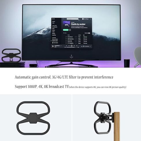 هوائي التلفزيون الخارجي 8K 4K 1080P يدعم نطاق أكثر من 500 ميل، استقبال متعدد الاتجاهات 360 درجة، يعزز هوائي VHF UHF مع ثبات إضافي للأماكن الخارجية/العلية - كابل محوري عالي النقاء بطول 16.4 قدم BA1 in Kuwait