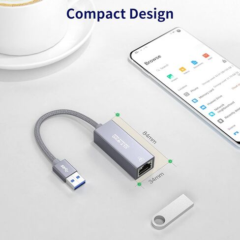 محول إيثرنت USB 2.5 جيجا بايت، ULT-WIIQ USB 3.0 إلى 2.5 جيجابت RJ45 LAN كابل محول الشبكة، 10/100/1000/2500M بطاقة NIC كاملة السرعة لنظام التشغيل Mac OS وiOS وWindows وLinux وDell XPS وThinkpad X وSynology NAS والكمبيوتر الشخصي in Kuwait