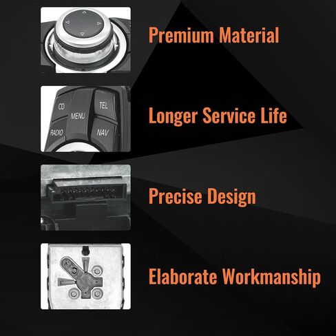 65829206444 مفتاح الوسائط المتعددة iDrive زر عصا التحكم 10Pin مناسب لسيارات BMW 5 7 X3 Series F07 F10 F11 F01 F02 F03 F04 F25 iDrive Controller CIC Navigation 2007-2017 استبدال # 65829206446 65829212451 9206444 in Kuwait