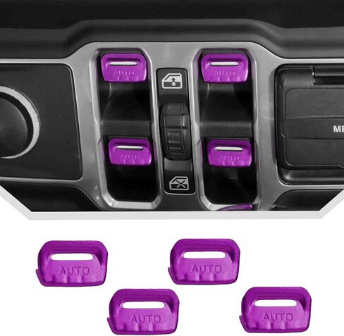 JeCar for Jeep Window Switch Button Cover Trim Interior Accessories for Jeep Wrangler JL JLU Gladiator JT 2018-2023 (Purple Aluminum Alloy) in Saudi Arabia