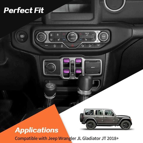JeCar for Jeep Window Switch Button Cover Trim Interior Accessories for Jeep Wrangler JL JLU Gladiator JT 2018-2023 (Purple Aluminum Alloy) in Saudi Arabia