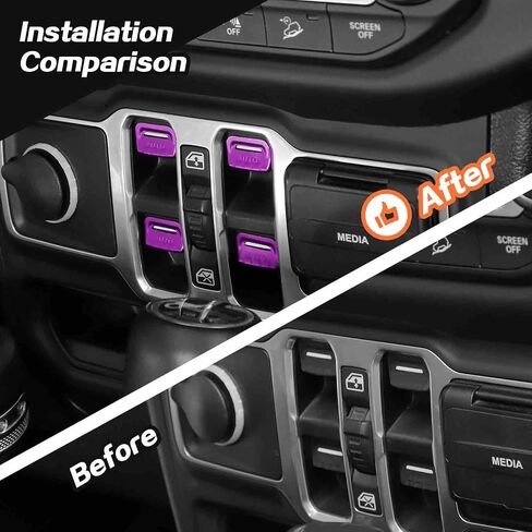 JeCar for Jeep Window Switch Button Cover Trim Interior Accessories for Jeep Wrangler JL JLU Gladiator JT 2018-2023 (Purple Aluminum Alloy) in Saudi Arabia