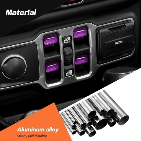 JeCar for Jeep Window Switch Button Cover Trim Interior Accessories for Jeep Wrangler JL JLU Gladiator JT 2018-2023 (Purple Aluminum Alloy) in Saudi Arabia