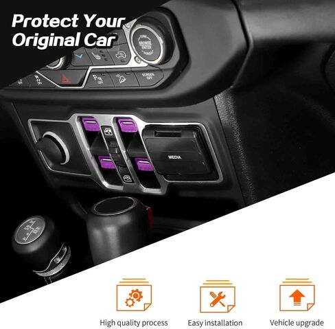 JeCar for Jeep Window Switch Button Cover Trim Interior Accessories for Jeep Wrangler JL JLU Gladiator JT 2018-2023 (Purple Aluminum Alloy) in Saudi Arabia