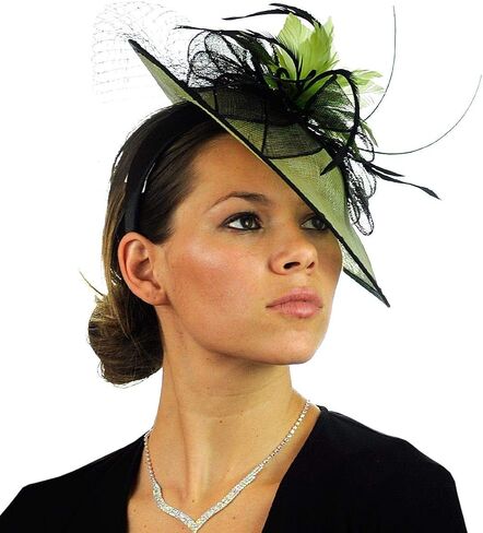 C.C Cocktail Fashion Sinamay Church Fascinator Teardrop Shaped Headband, Lime in Saudi Arabia
