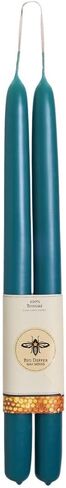 Teal Blue Candles, Hand Dipped Beeswax Taper Candles, 12-Hour Long Burn, Pure Beeswax Candle 12" x 7/8", All Natural Rich Coloring in Saudi Arabia