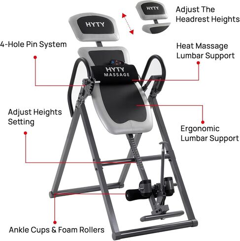 Massage Inversion Tables for Back Pain Relief - Back Stretcher Machine with Adjustable Headrest, Foldable Design, Back Inverter/Strength Training, 300 Lbs Capacity in Kuwait