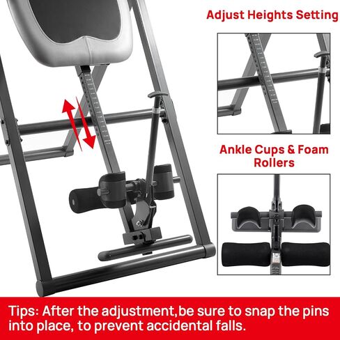 Massage Inversion Tables for Back Pain Relief - Back Stretcher Machine with Adjustable Headrest, Foldable Design, Back Inverter/Strength Training, 300 Lbs Capacity in Kuwait