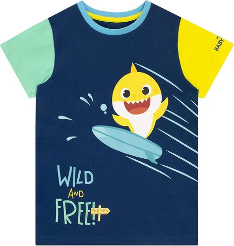 تي شيرت للأولاد من Pinkfong Baby Shark باللون الأزرق 5 in Kuwait